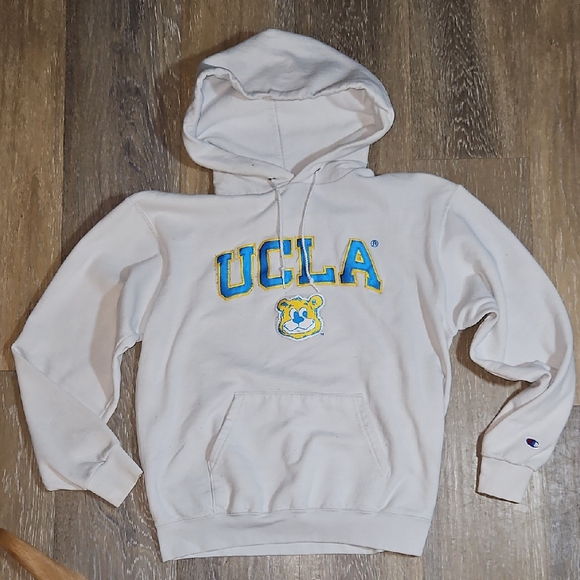 Champion Sweaters - Champion Authentic UCLA Collage Athleticwear Hoodie in White Vintage 90s Y2K